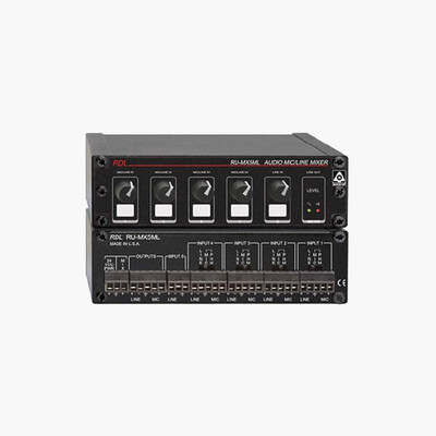 RDL RU MX5ML 5 Channel Mic Line Audio Mixer with Phantom Power