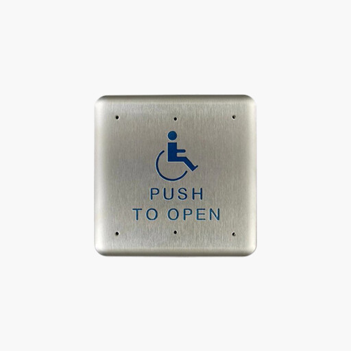 BEA 10PBS451 4.5 Inch Square Push Plate, Blue Handicap Logo