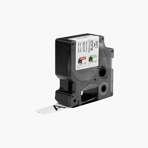 DYMO 622290 Rhino Clear Polyester Tape 19mm Black Text