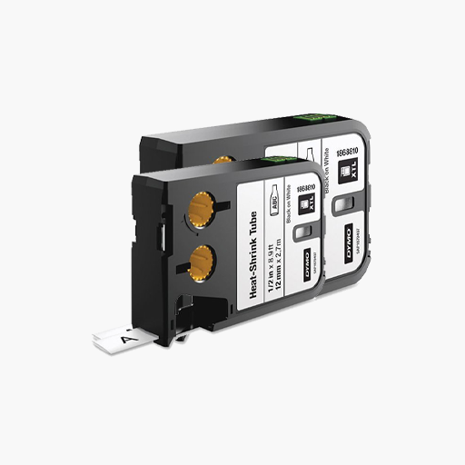 DYMO 1868810 XTL White Heat Shrink Tube 12mm Black Text