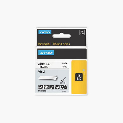 DYMO 1805430 Rhino White Vinyl Tape 24mm Black Text