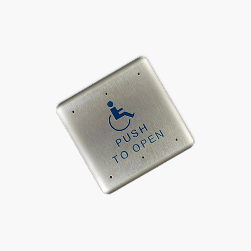 BEA 10PBS451 4.5 Inch Square Push Plate, Blue Handicap Logo
