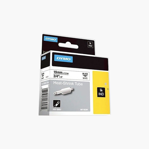 DYMO 18057 Rhino White Heat Shrink Tubing, 19mm, Black Text