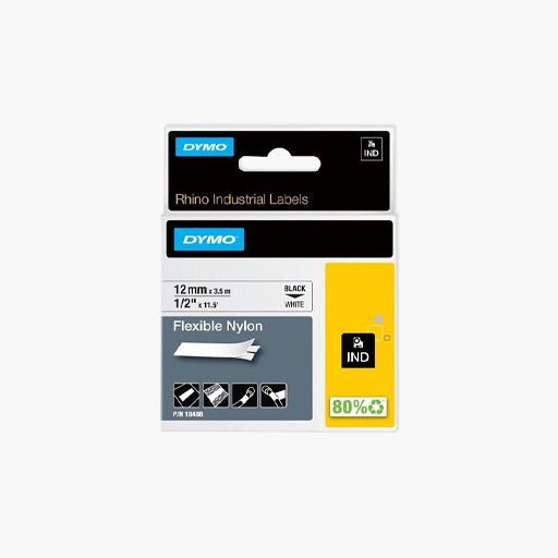 DYMO 18488 Rhino Flexible Nylon Label Tape, 1/2" 11.5'