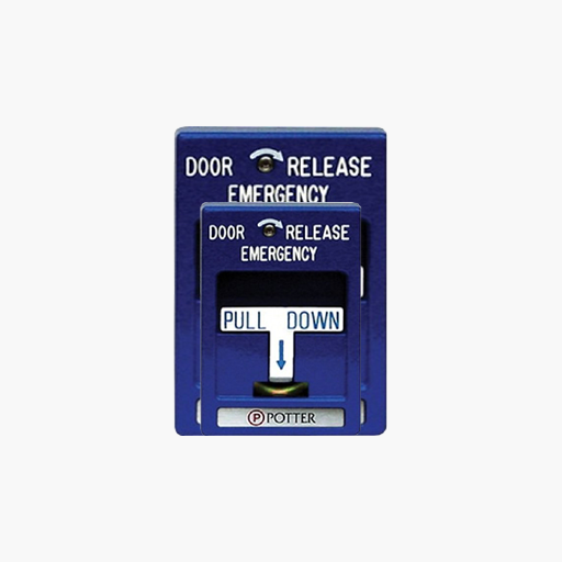 Potter 1000704 Pull Station RMS-1T-LP, Evacuation White Text, Blue