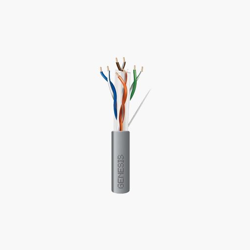 Genesis 50921109 CAT6 Plus Riser Cable, 23/4 Solid BC, CMR, FT4, Gray