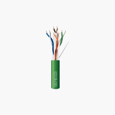 Genesis 50921105 CAT6 Plus Riser Cable, 23/4 Solid BC, UTP, Green