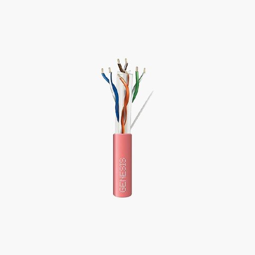 Genesis 50922111 CAT6 Plus Riser Cable, 23/4 Solid BC, CMR, Pink