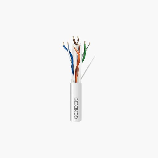 Genesis 50921001 CAT6 Plus Riser Cable, 23/4 Solid BC, UTP, White