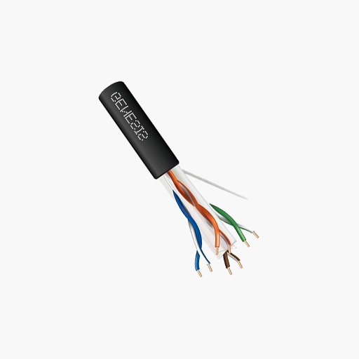 Genesis 50921008 CAT6 Plus Riser Cable, 23/4 Solid BC, UTP, Black