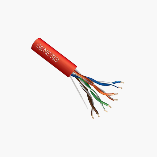Genesis 50781104 CAT5e Riser Cable, 24/4 Solid BC, Unshielded, Red