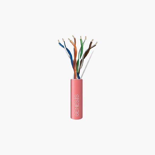 Genesis 50781111 CAT5e Riser Cable, 24/4 Solid BC, Unshielded, Pink