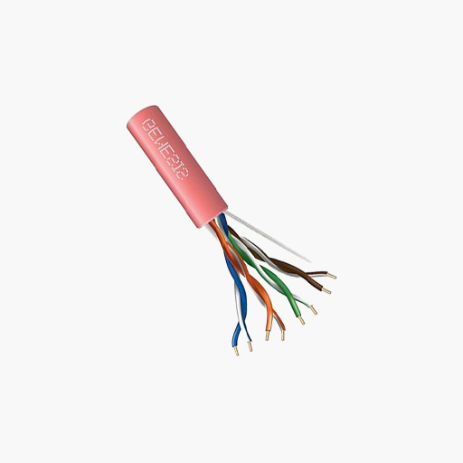 Genesis 50781111 CAT5e Riser Cable, 24/4 Solid BC, Unshielded, Pink