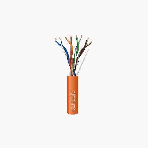Genesis 50881103CAT5e Plenum Cable, 24/4 Solid BC, FT6, Orange