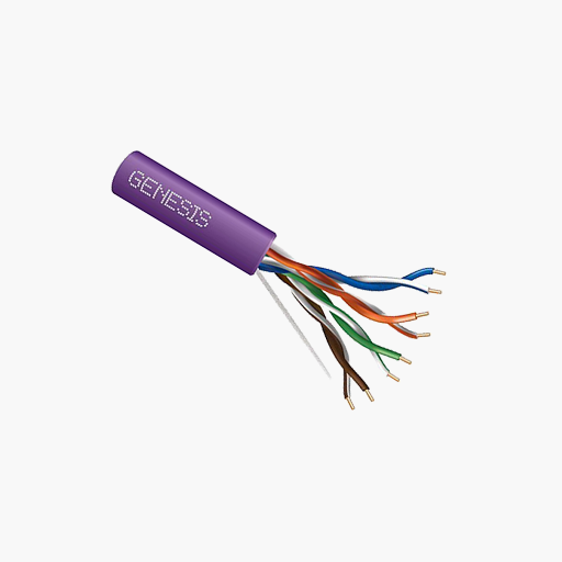 Genesis 50881110 CAT5e Plenum Cable, 24/4 Solid BC, FT6, Purple