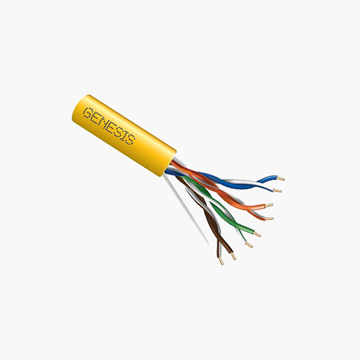 Genesis 50881102 CAT5e Plenum Cable, 24/4 Solid BC, FT6, Yellow