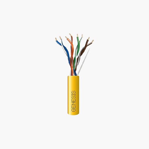 Genesis 50881102 CAT5e Plenum Cable, 24/4 Solid BC, FT6, Yellow