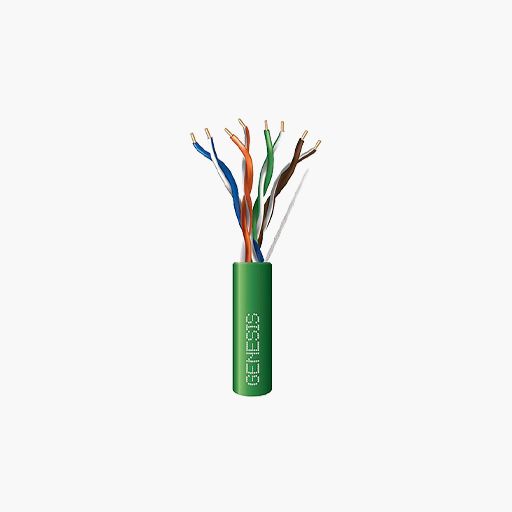 Genesis 50881105 CAT5e Plenum Cable, 24/4 Solid BC, FT6, Green