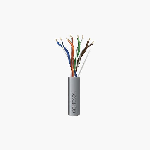 Genesis 50881109 CAT5e Plenum Cable, 24/4 Solid BC, FT6, Gray