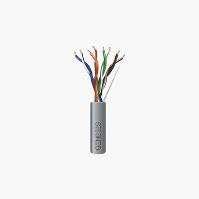 Genesis 50881109 CAT5e Plenum Cable, 24/4 Solid BC, FT6, Gray