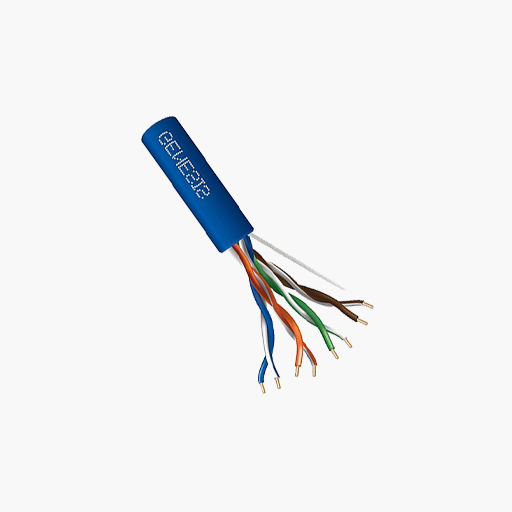 Genesis 50881106 CAT5e Plenum Cable, 24/4 Solid BC, FT6, Blue