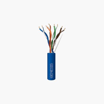 Genesis 50785506 24/4 Solid BC CAT5e Riser Cable, Unshielded, Blue