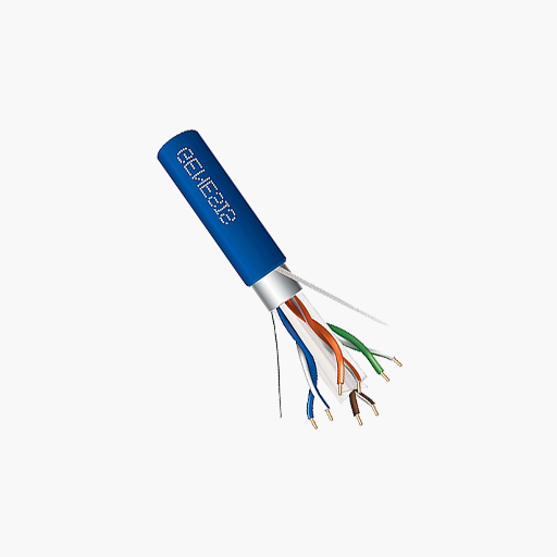 Genesis 53921006 CAT6 Plus Plenum Cable, 23/4 Solid BC, FT6, Blue