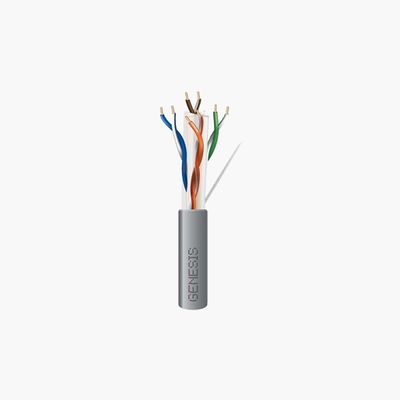 Genesis 51022109 CAT6 Plus Plenum Cable, 23/4 Solid BC, FT6, Gray