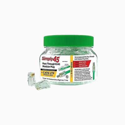 Simply45 S45-1605 CAT6 Pass-Through RJ45 Connectors, 500-Pack