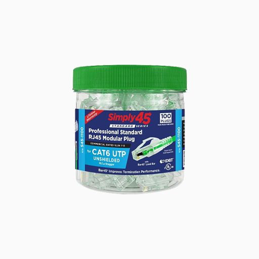 Simply45 S45-1100 CAT6 Unshielded Standard WE, SS Rj45, 100-pack