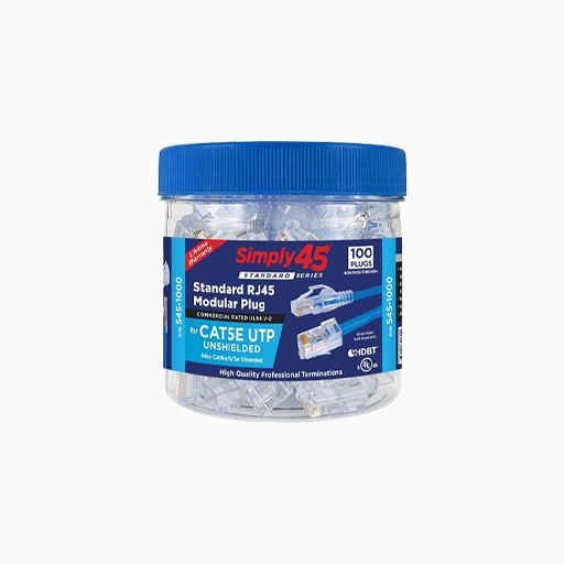 Simply45 S45-1000 CAT5e Unshielded Standard WE, SS Rj45, 100-Pack