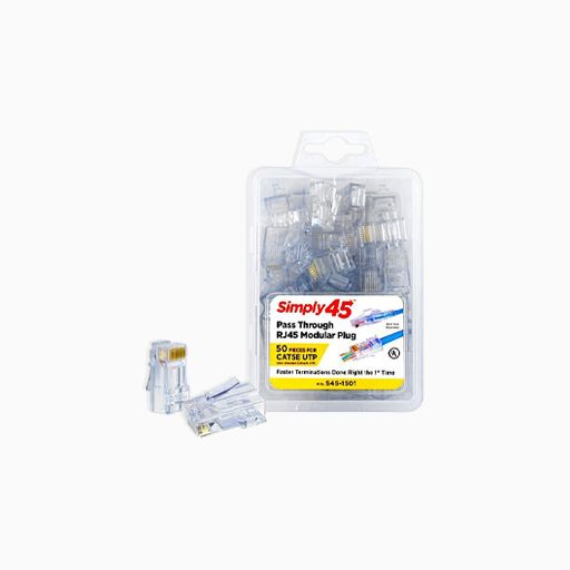 Simply45 G0-S451501 CAT5e Unshielded Pass Through Rj45, 50-Pack