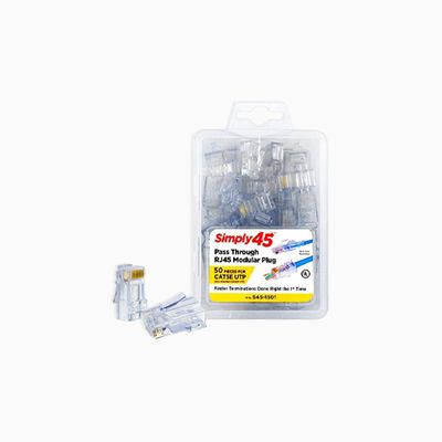 Simply45 G0-S451501 CAT5e Unshielded Pass Through Rj45, 50-Pack