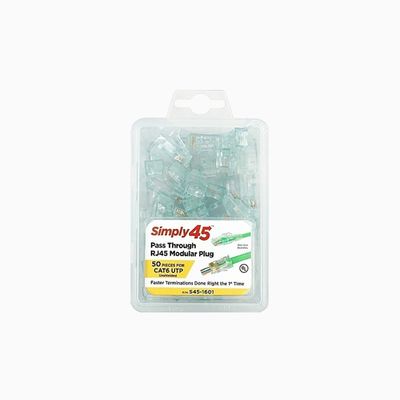 Simply45 S45-1601 CAT6 Unshielded Pass Through TJ45, 50-Pack