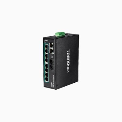 TRENDnet TI-PG102 10-Port Industrial Gigabit PoE+ DIN-Rail Switch