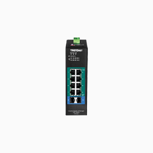 TRENDnet TI-PG102 10-Port Industrial Gigabit PoE+ DIN-Rail Switch