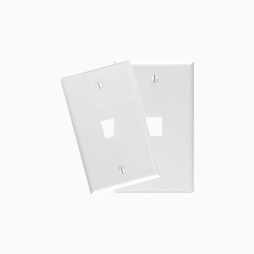 Leviton 41080-1WP Single-Gang QuickPort Wall Plate, 1-Port, White