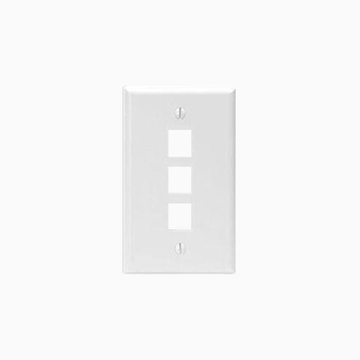 Leviton 41080-3WP Single-Gang QuickPort Wall Plate, 3-Ports