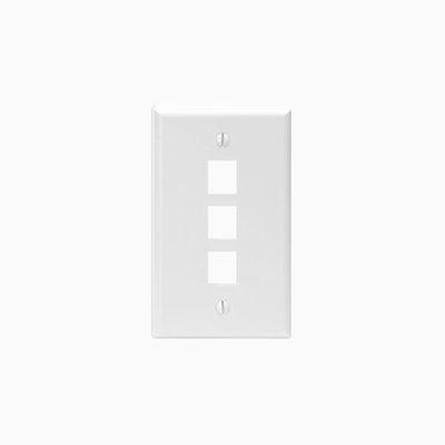 Leviton 41080-3WP Single-Gang QuickPort Wall Plate, 3-Ports