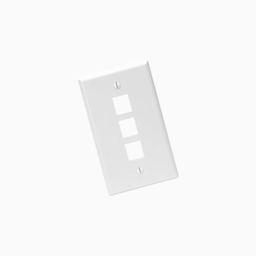 Leviton 41080-3WP Single-Gang QuickPort Wall Plate, 3-Ports
