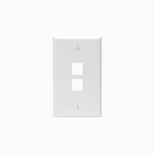 Leviton 41080-2WP Single-Gang QuickPort Wall Plate, 2-Ports