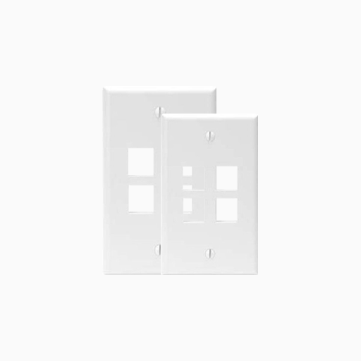 Leviton 41080-4WP Single-Gang QuickPort Wall Plate, 4-Ports