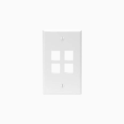 Leviton 41080-4WP Single-Gang QuickPort Wall Plate, 4-Ports
