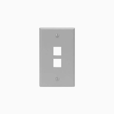 Leviton 41080-2GP Single-Gang QuickPort Wall Plate, 2-Port, Grey