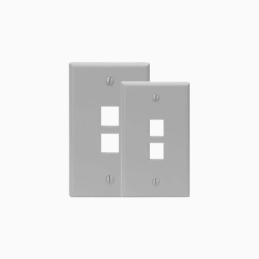 Leviton 41080-2GP Single-Gang QuickPort Wall Plate, 2-Port, Grey