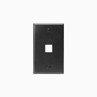 Leviton 41080-1EP Single-Gang QuickPort Wall Plate, 1-Port, Black