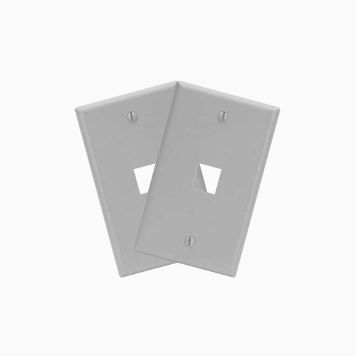 Leviton 41080-1GP Single-Gang QuickPort Wall Plate, 1-Port, Grey