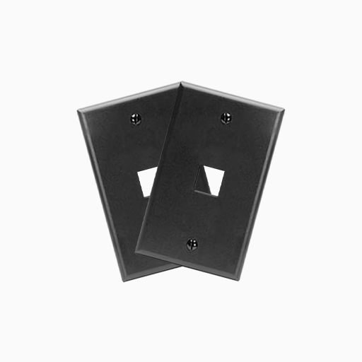 Leviton 41080-1EP Single-Gang QuickPort Wall Plate, 1-Port, Black