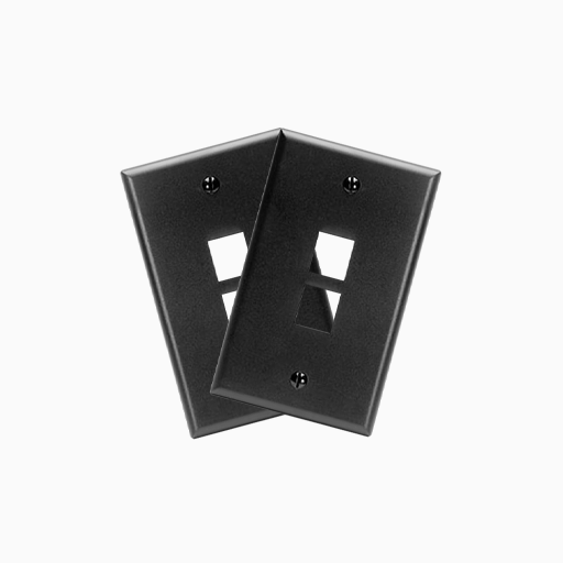 Leviton 41080-2EP Single-Gang QuickPort Wall Plate, 2-Ports, Black