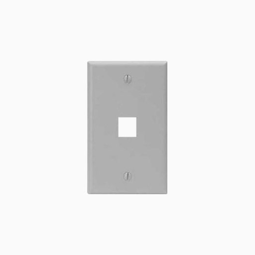 Leviton 41080-1GP Single-Gang QuickPort Wall Plate, 1-Port, Grey